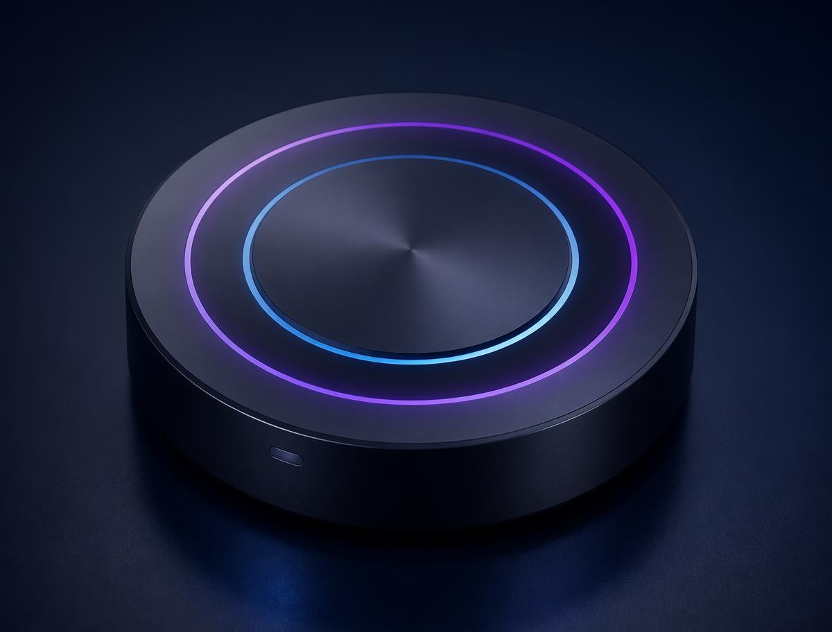 HoloPresent device top-down control dial view